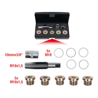 KS Tools olieaftapplug schroefdraad reparatieset, 12-delig M18 x 1,5