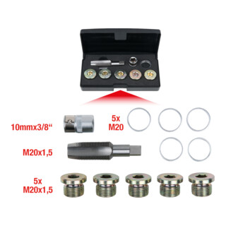 KS Tools olieaftapplug schroefdraad reparatieset, 12-delig M20 x 1,5