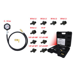 KS Tools oliedruk tester, 12-delig, 0-10bar
