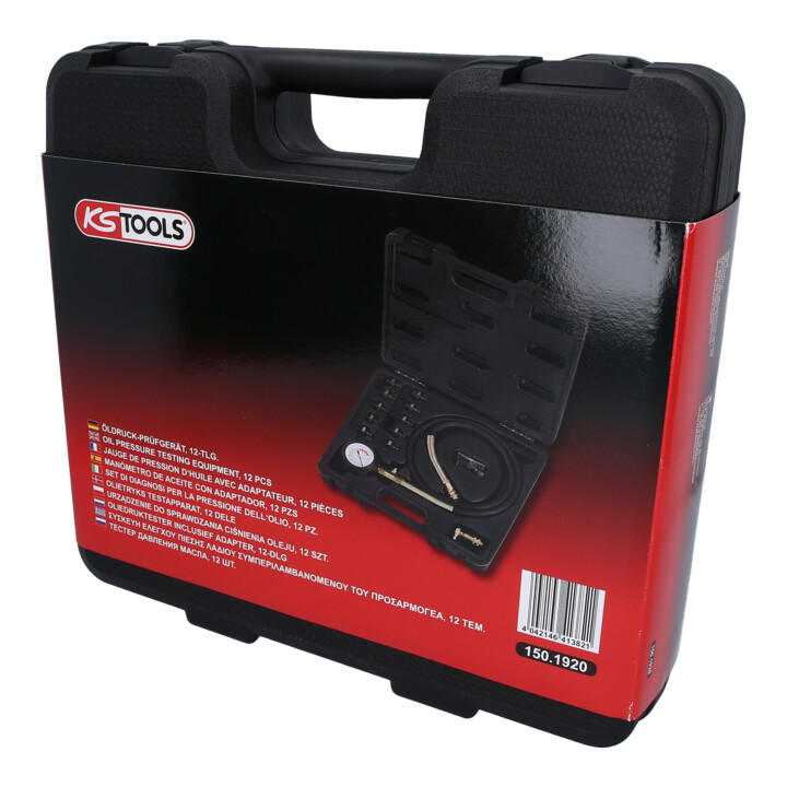 KS Tools oliedruk tester, 12-delig, 0-10bar