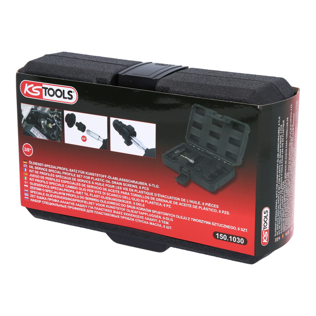 KS Tools olieservice speciaal profielset 3/8 inch voor kunststof olieaftappluggen, 6 st.
