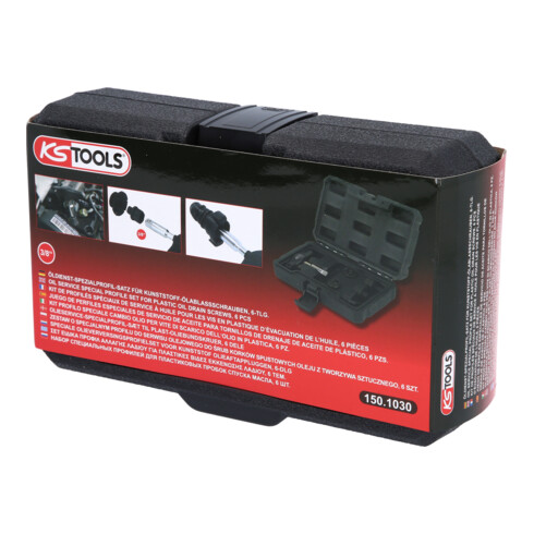 KS Tools olieservice speciaal profielset 3/8 inch voor kunststof olieaftappluggen, 6 st.