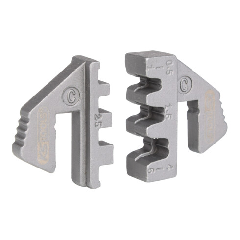 KS Tools Paire de plaquettes de sertissage pour connecteurs plats 4,8 et 6,3 mm, Ø 0,5 - 6,0 mm