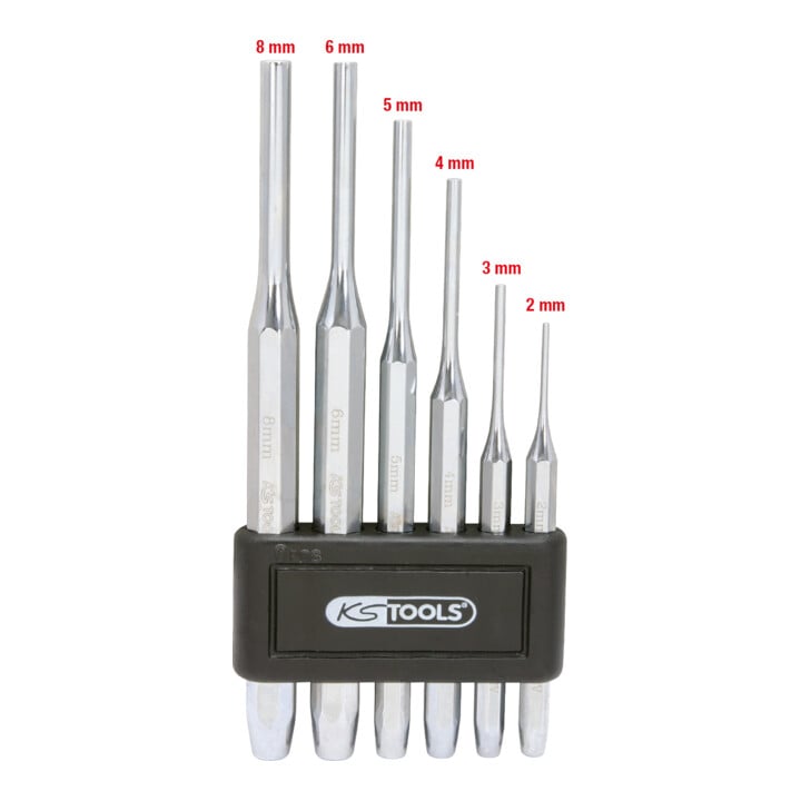 KS Tools pen punch set, glans verchroomd, 6-delig