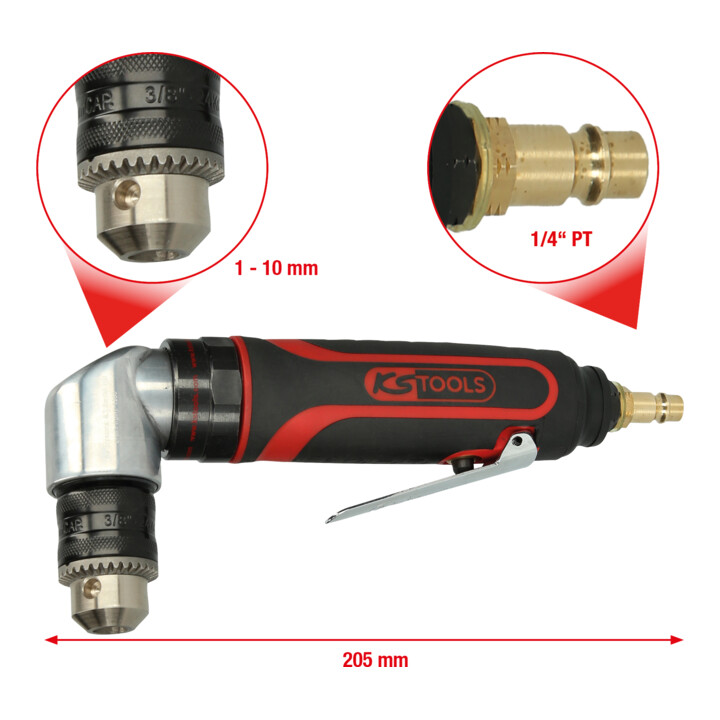 KS Tools Perceuse d'angle à air comprimé de 10 mm