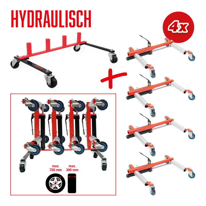 KS Tools performance Aufbewahrungsgestell mit vier hydraulischen Rangierhilfen, 5-tlg