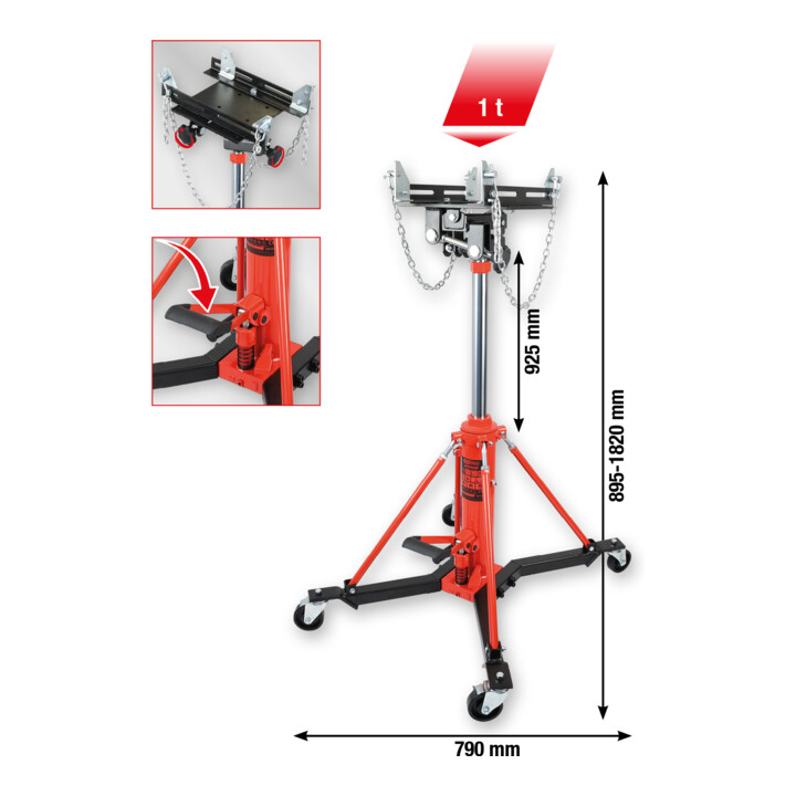 KS Tools performance Hydraulik-Getriebeheber mit Tisch, 1000 kg