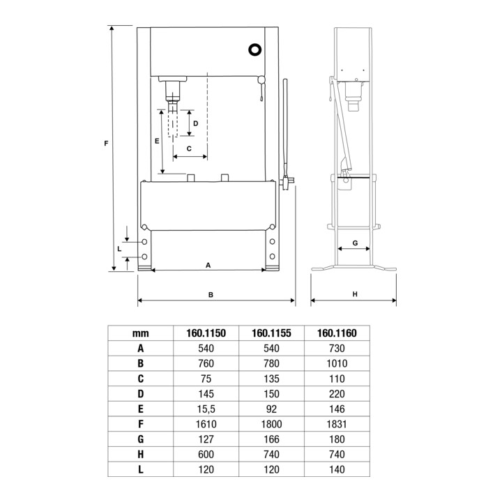 KS Tools performance Hydraulik-Werkstattpresse, 30000 kg