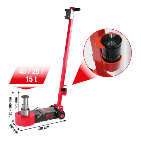 KS Tools performance Lufthydraulischer Wagenheber, 40/25/15 t