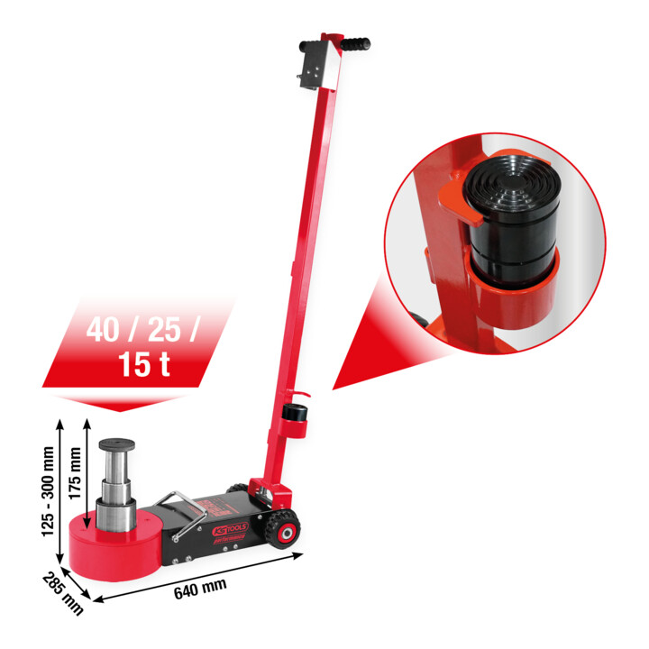 KS Tools performance Lufthydraulischer Wagenheber, 40/25/15 t
