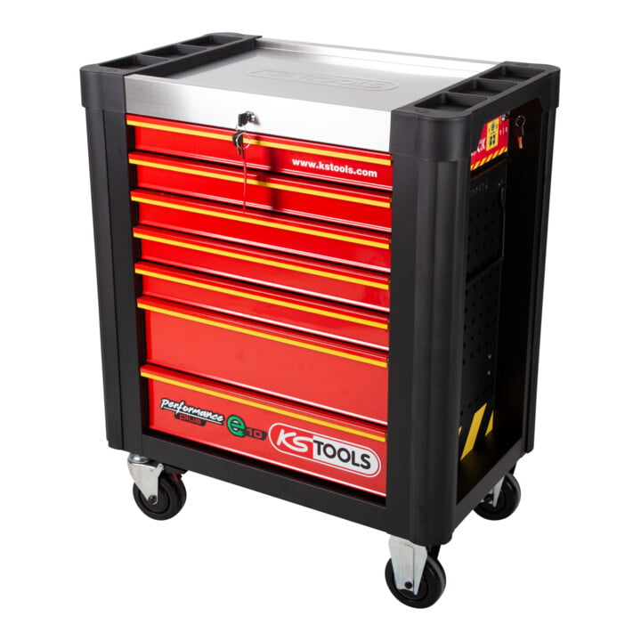 KS Tools PERFORMANCEplus e10 SCHWARZ/ROT Werkstattwagen mit 7 Schubladen