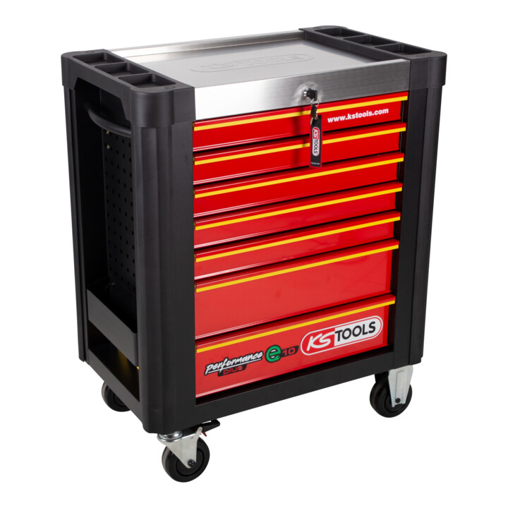 KS Tools PERFORMANCEplus e10 SCHWARZ/ROT Werkstattwagen mit 7 Schubladen