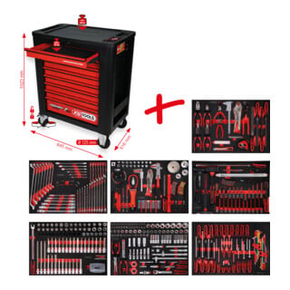 KS Tools Performanceplus Jeu de servantes d'atelier P15 avec 397 outils pour 7 tiroirs