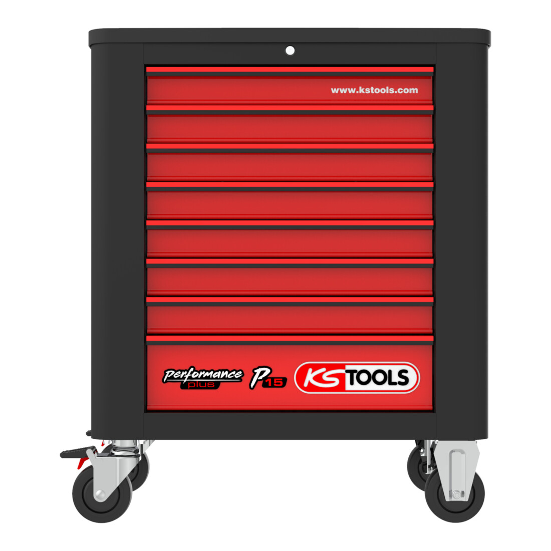 KS Tools PERFORMANCEplus P15 SCHWARZ/ROT Werkstattwagen mit 8 Schubladen