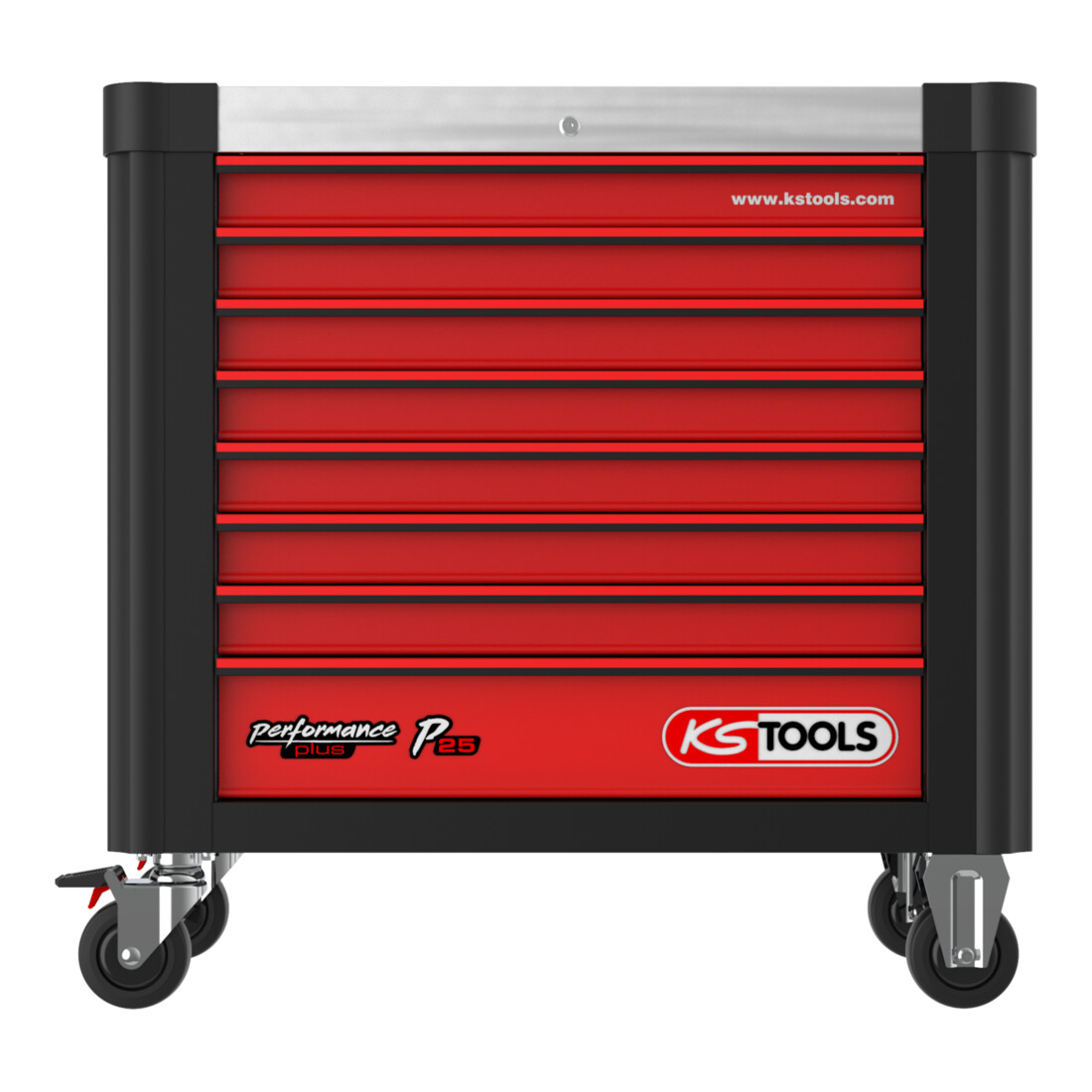 KS Tools PERFORMANCEplus P25 SCHWARZ/ROT Werkstattwagen mit 8 Schubladen