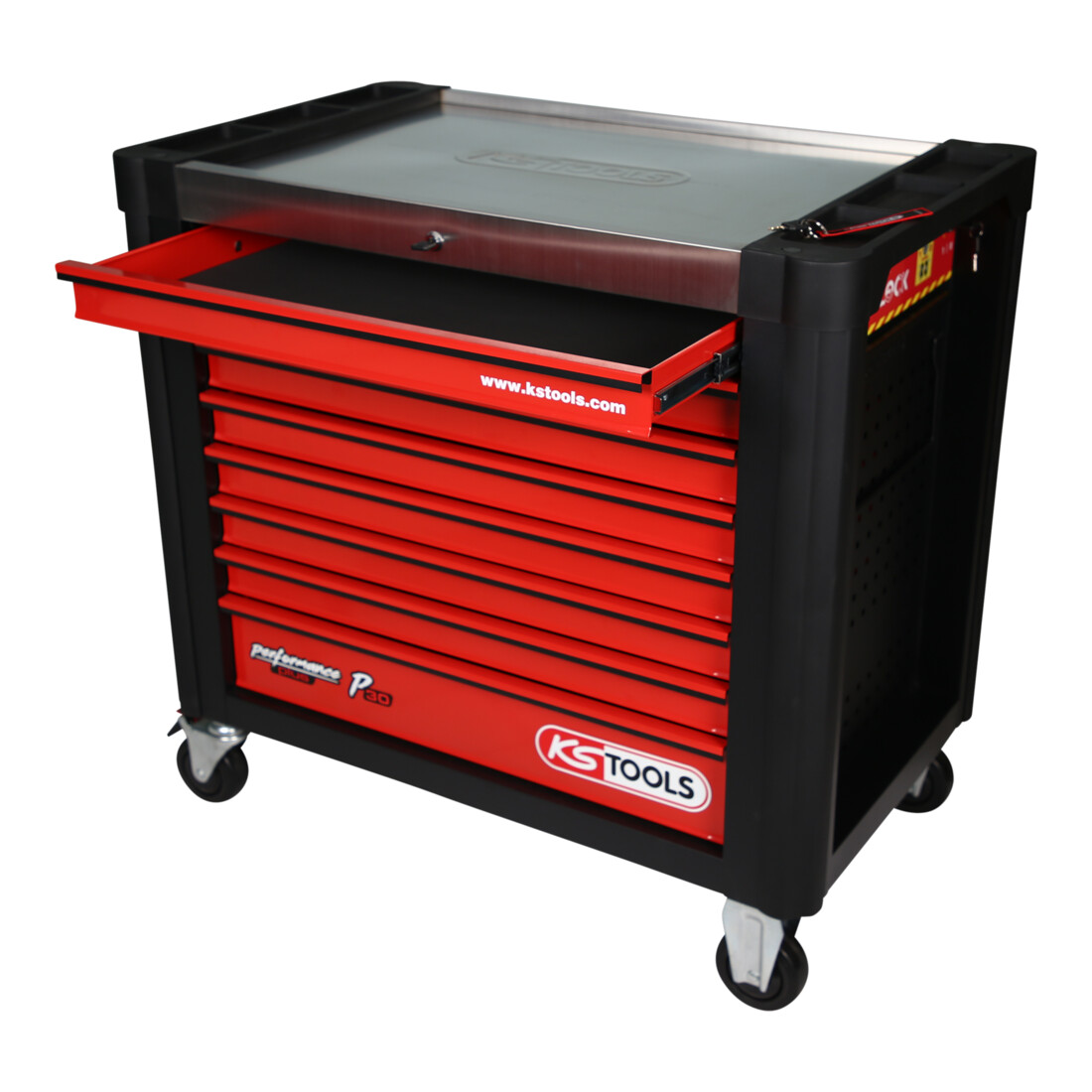 KS Tools PERFORMANCEplus P30 BLACK/ROT werkplaatswagen met 8 laden