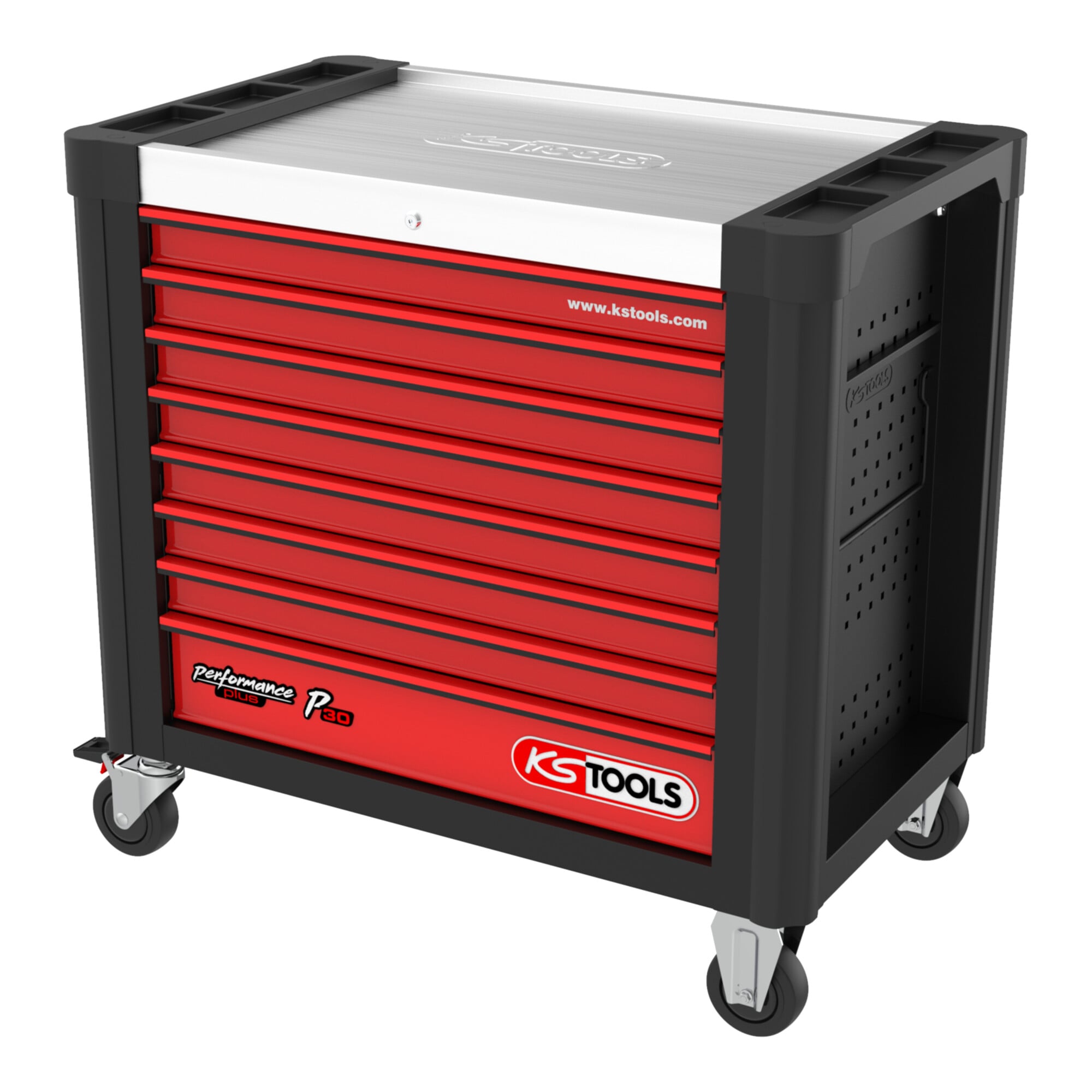 KS Tools PERFORMANCEplus P30 SCHWARZ/ROT Werkstattwagen mit 8 Schubladen