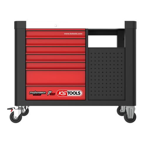 KS Tools PERFORMANCEplus P35 SCHWARZ/ROT Werkstattwagen mit 12 Schubladen