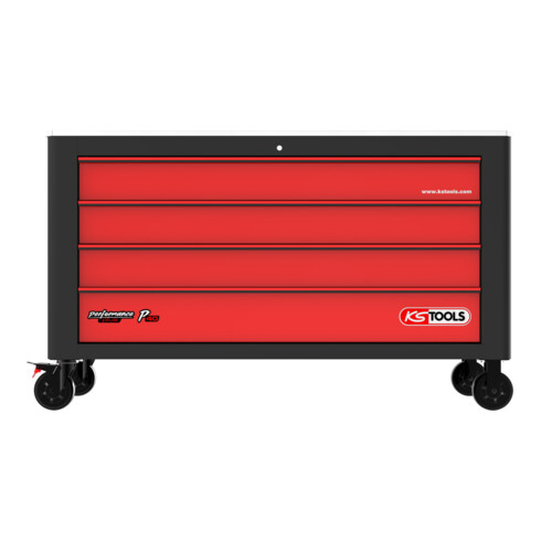 KS Tools PERFORMANCEplus P40 BLACK/ROT werkplaatswagen met 4 laden