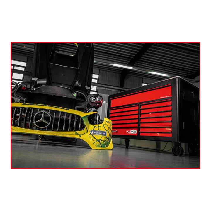 KS Tools PERFORMANCEplus P45 SCHWARZ/ROT Werkstattwagen mit 14 Schubladen