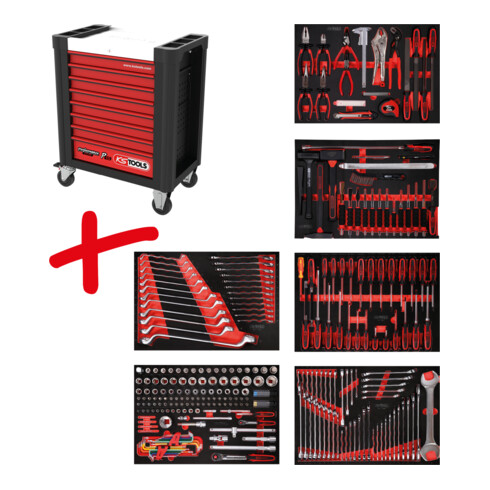 KS Tools Performanceplus werkplaatswagen set P10 met 284 gereedschappen voor 6 laden