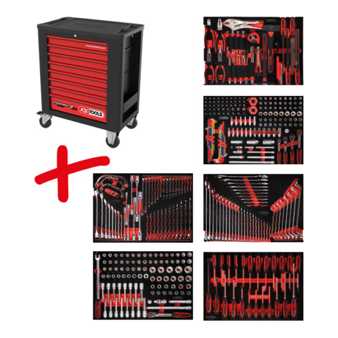 KS Tools Performanceplus werkplaatswagen set P15 met 399 gereedschappen voor 6 laden