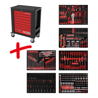 KS Tools Performanceplus werkplaatswagen set P15 met 423 gereedschappen voor 6 laden
