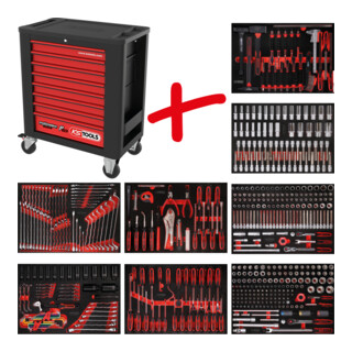 KS Tools Performanceplus werkplaatswagen set P15 met 536 gereedschappen voor 8 laden