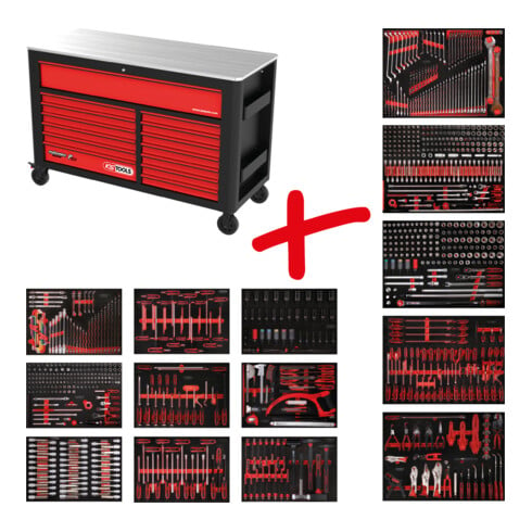 KS Tools Performanceplus werkplaatswagenset P45 met 950 gereedschappen voor 13 laden