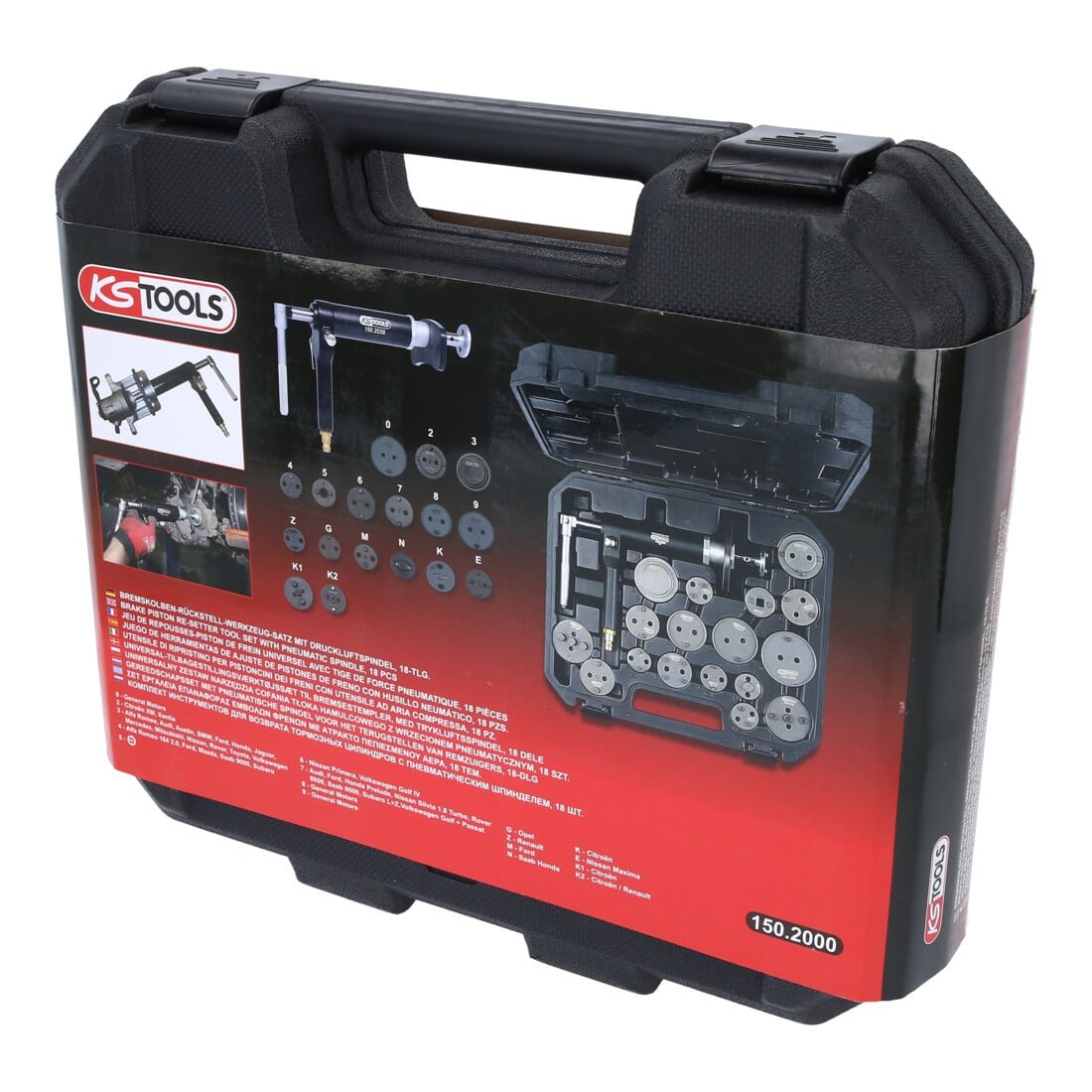KS Tools perslucht spindel remzuiger gereedschap set, 18 stuks