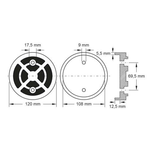 KS Tools Piatto in gomma 07 per piattaforme elevatrici Launch / Twin Busch / RP Tools, Ø 120mm