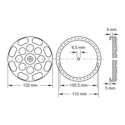 KS Tools Piatto in gomma 13 per piattaforme elevatrici J.A. Becker/ATH/HOFMANN/Hermann, Ø 120mm