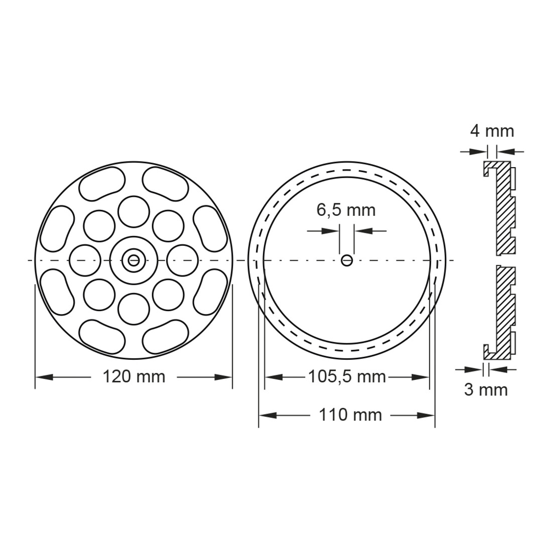 KS Tools Piatto in gomma 13 per piattaforme elevatrici J.A. Becker/ATH/HOFMANN/Hermann, Ø 120mm