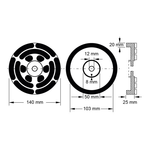 KS Tools Piatto in gomma 20 per piattaforme elevatrici OMCN, Ø 140mm