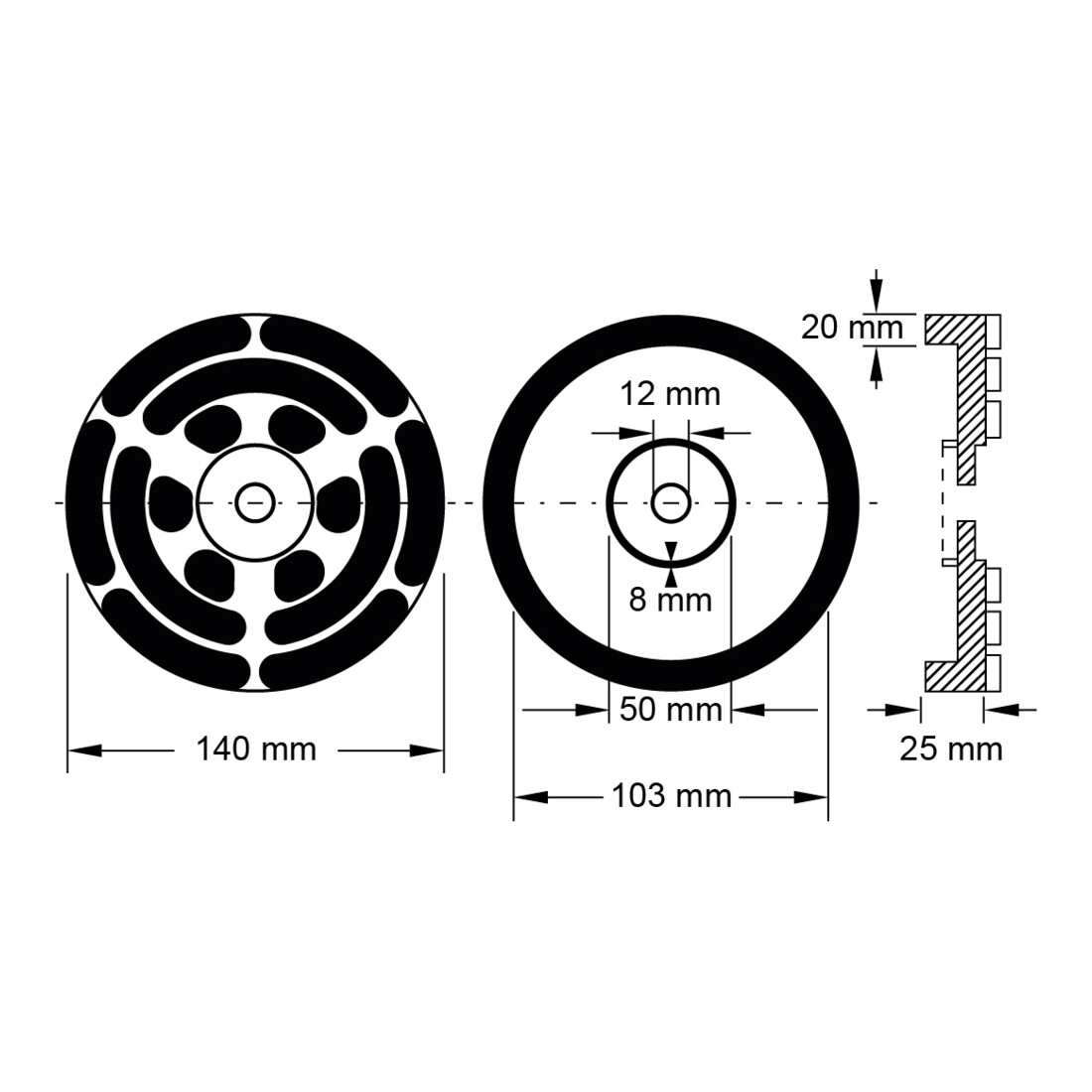 KS Tools Piatto in gomma 20 per piattaforme elevatrici OMCN, Ø 140mm