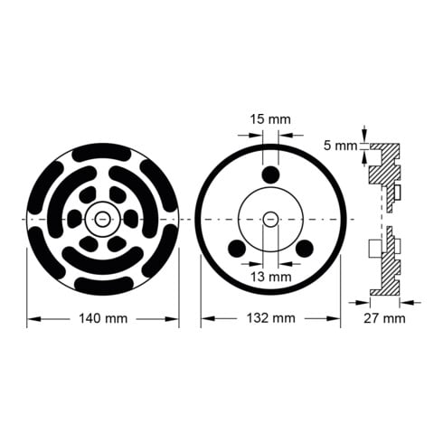 KS Tools Piatto in gomma 22 per piattaforme elevatrici OMCN, Ø 140mm