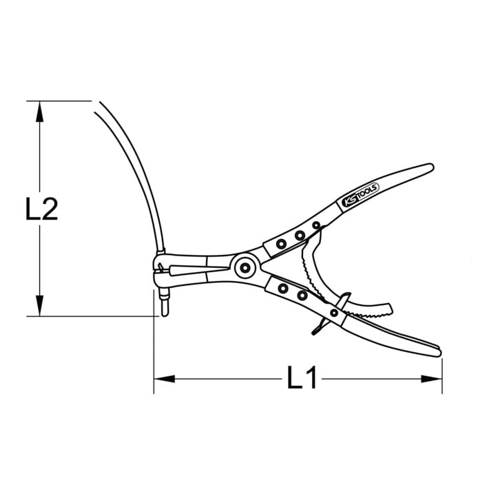 KS Tools Pince à collier à crémaillère avec double câble Bowden, 600mm