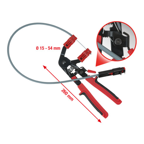 KS Tools Pince avec câble Bowden pour colliers auto-serrants,730mm
