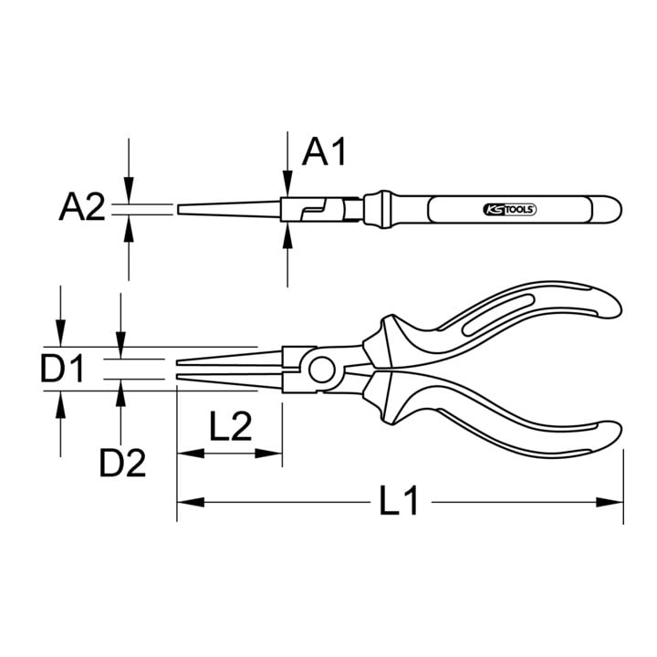 KS Tools Pinces à bec rond BERYLLIUMplus 200 mm
