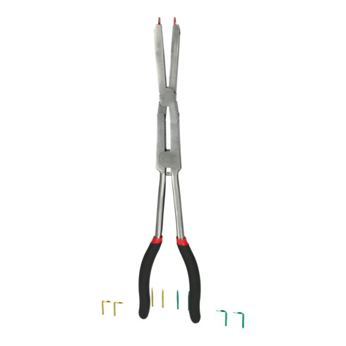 KS Tools Pinza a doppio snodo per anelli di sicurezza esterni, punte intercambiabili
