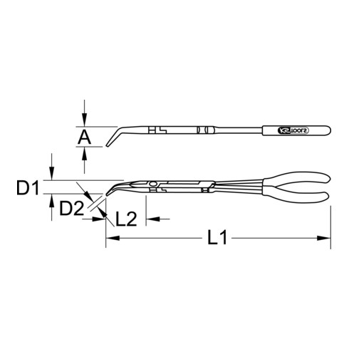 KS Tools Pinze a becchi piatti tondi a doppio snodo, piegate a 45°, XL