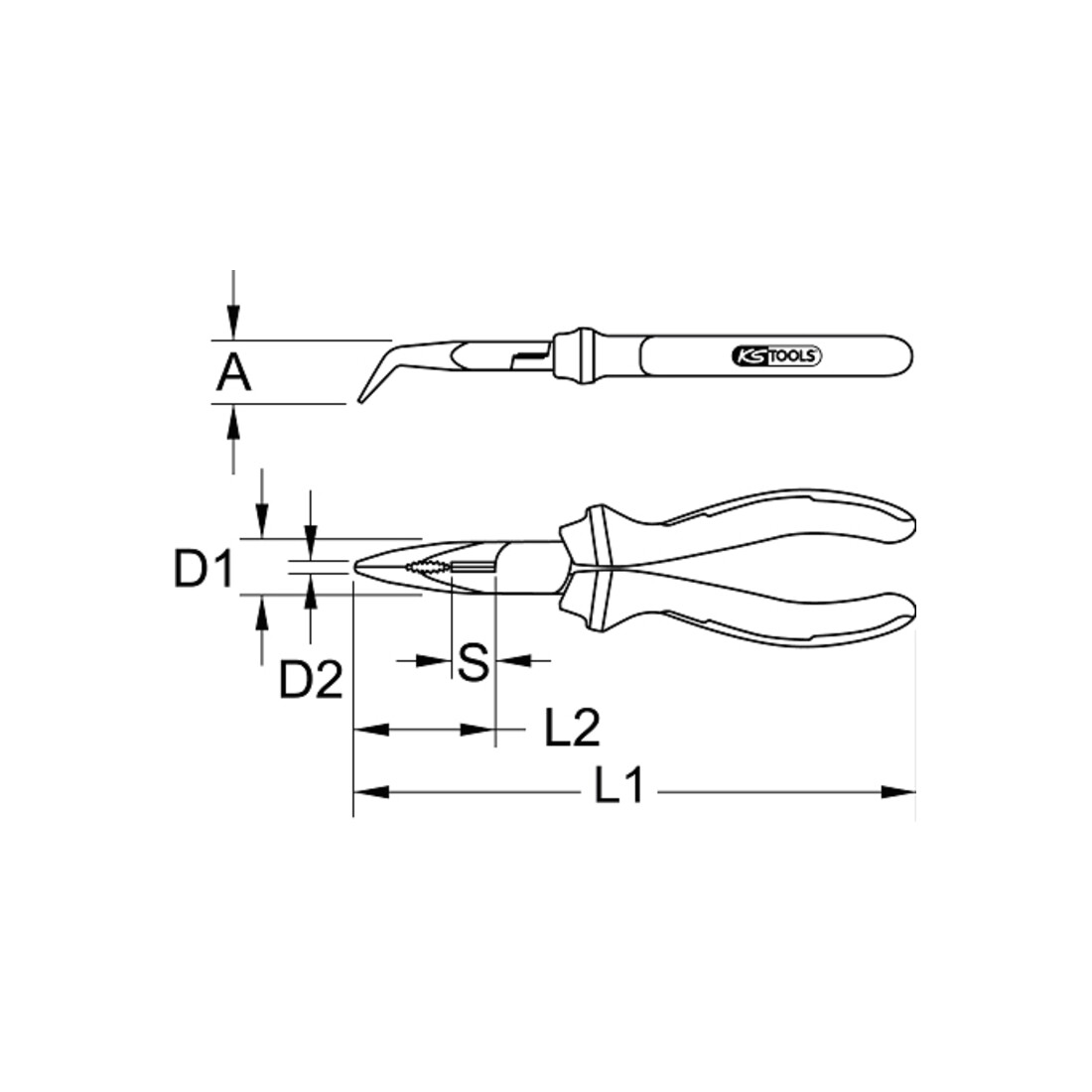 KS Tools Pinze a becchi tondi piatti ERGOTORQUE VDE, curvi