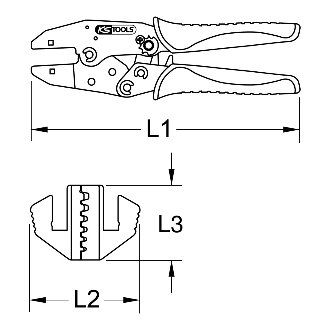 KS Tools Pinza a crimpare per capicorda