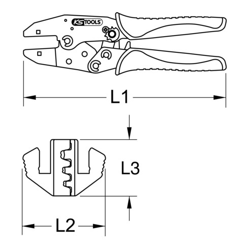 KS Tools Pinze a crimpare per capicorda isolati e connettori terminali, con guaina termorestringente