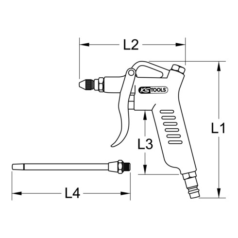 KS Tools Pistola di soffiaggio ad aria compressa con prolunga