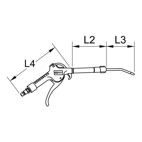 KS Tools Pistola telescopica di soffiaggio ad aria compressa 90-190mm con schermo protettivo