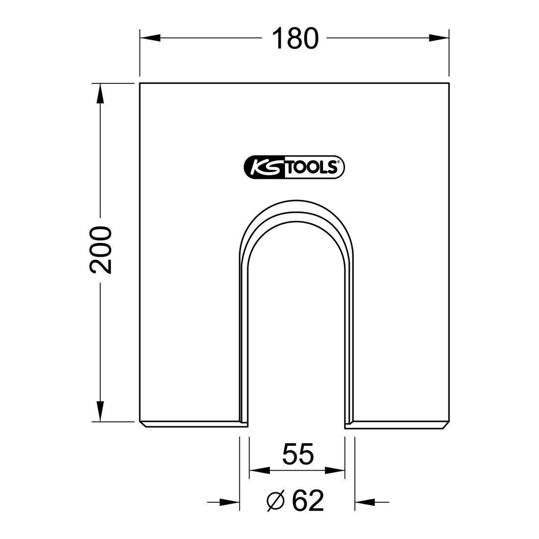 KS Tools Plaque à prisme, largeur 180 mm