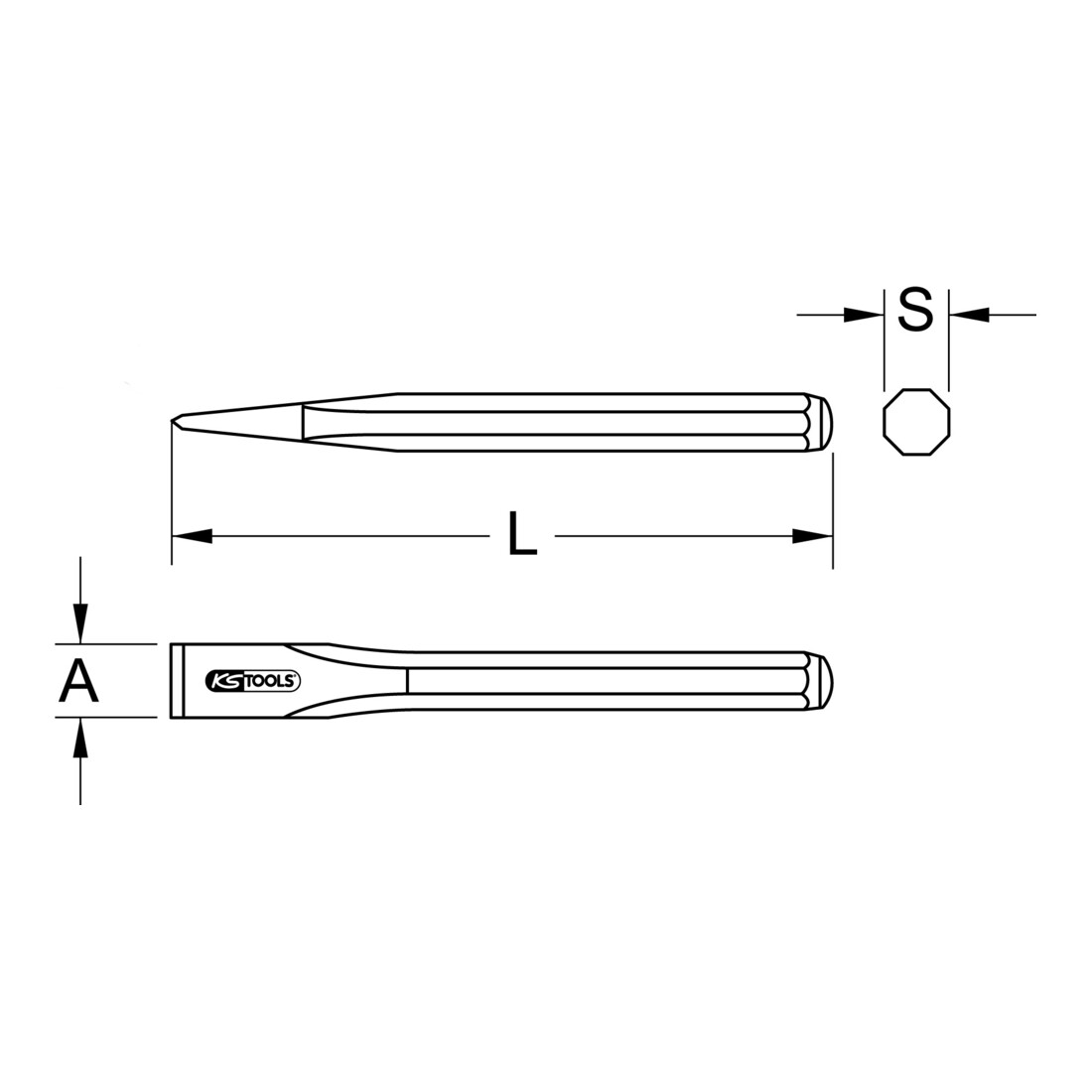 KS Tools platte beitel, 600x25mm