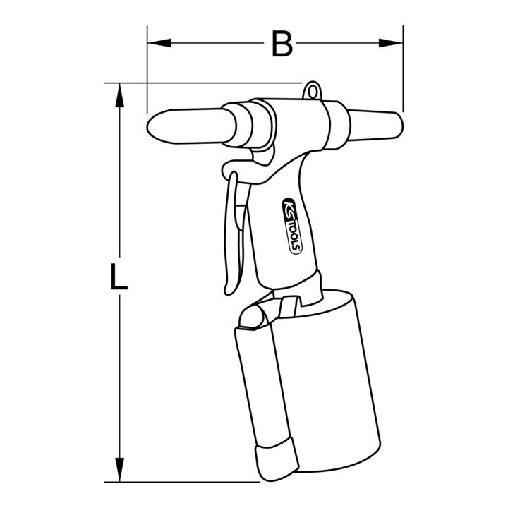 KS Tools pneumatisch blindklinknagelpistool lengte 340mm