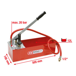 KS Tools Pompa per test di pressione, 12 litri